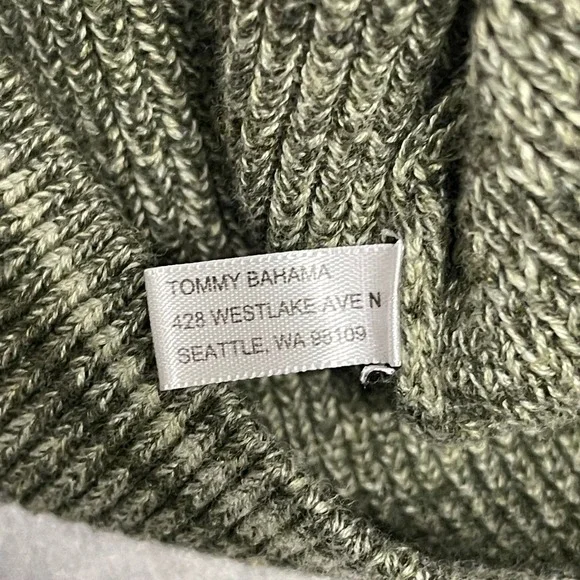 Tommy Bahama Sweater Mens Medium Green  Herringbone Knit Pima Cotton 1/4 Zip - Picture 6 of 11